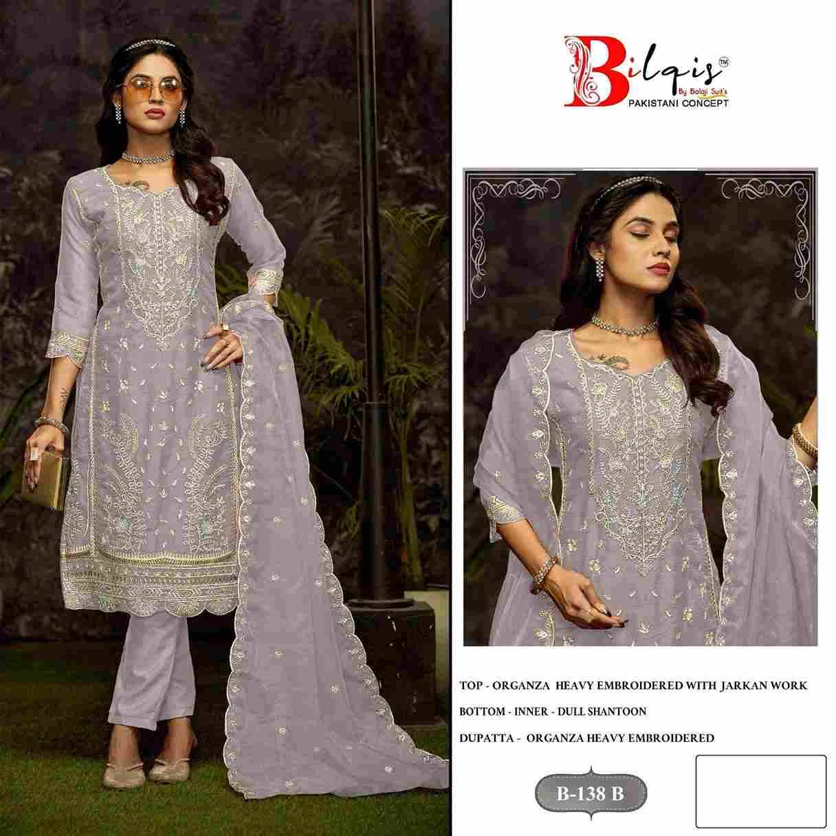 Bilqis 138 Colours By Bilqis 138-A To 138-D Series Beautiful Pakistani Suits Stylish Fancy Colorful Party Wear & Occasional Wear Organza Embroidery Dresses At Wholesale Price