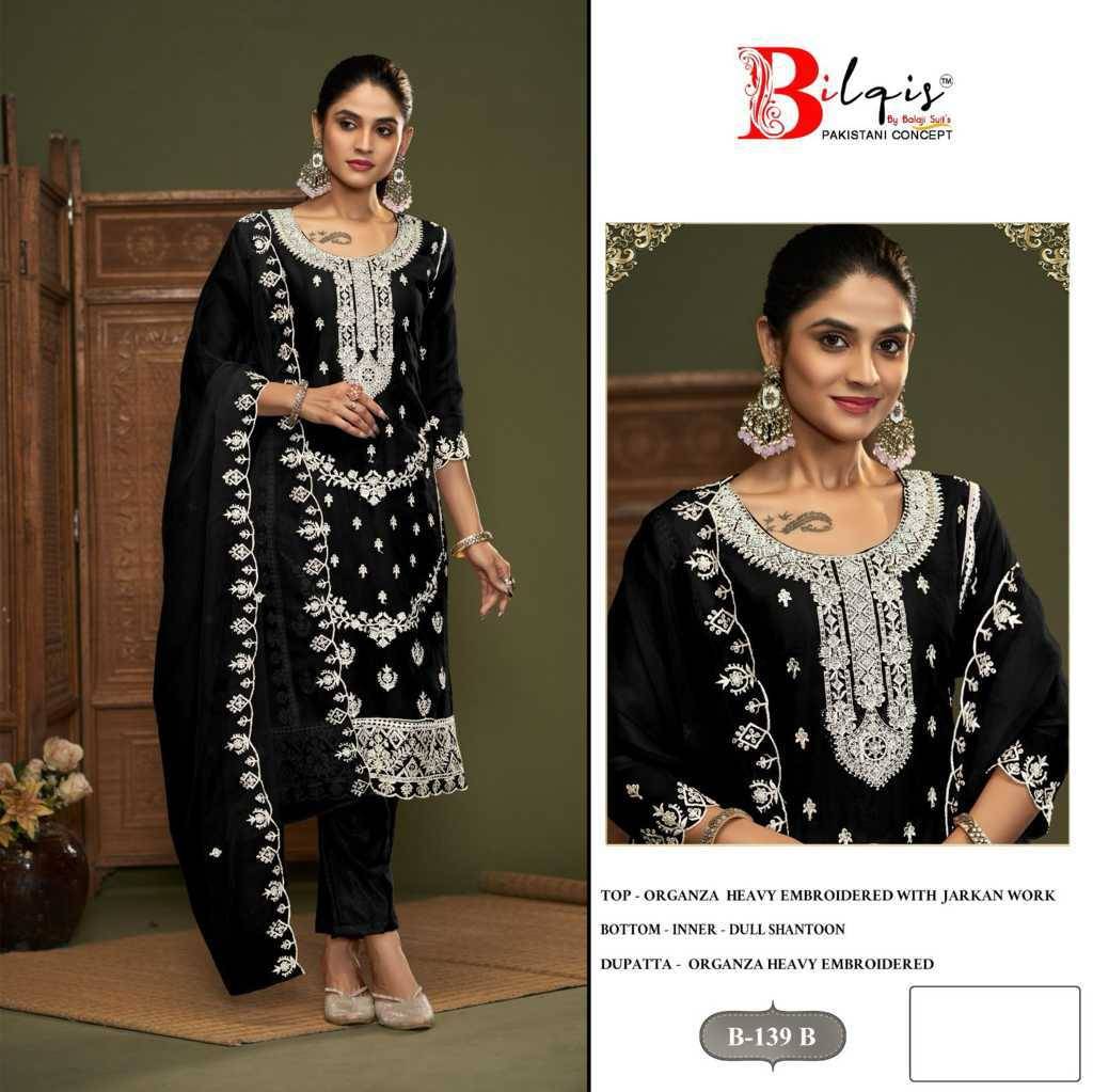 Bilqis 139 Colours By Bilqis 139-A To 139-D Series Beautiful Pakistani Suits Stylish Fancy Colorful Party Wear & Occasional Wear Organza Embroidery Dresses At Wholesale Price