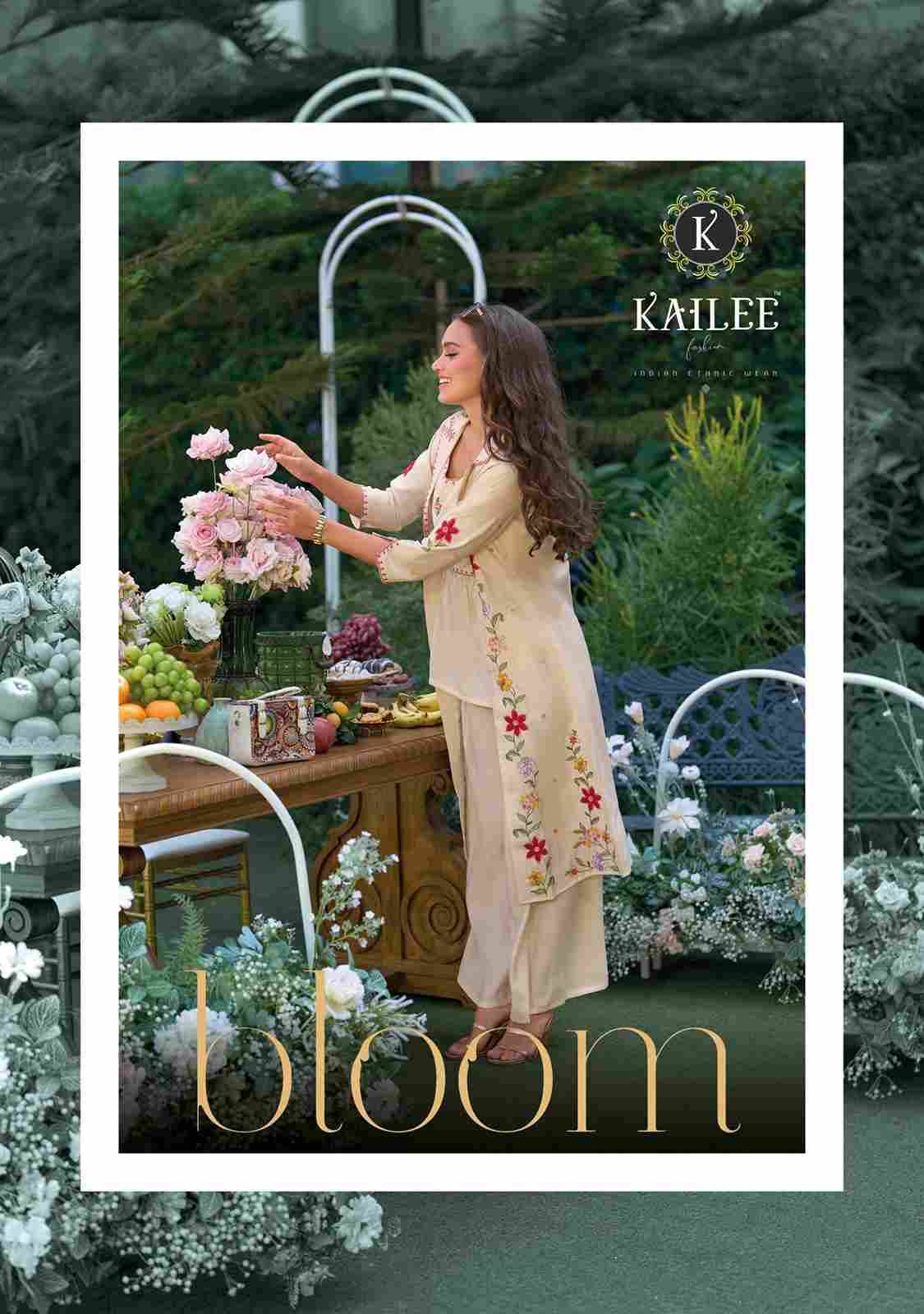 Bloom By Kailee 43101-A To 43101-D Series Designer Stylish Fancy Colorful Beautiful Party Wear & Ethnic Wear Collection Viscose Organza Kurtis With Bottom And Jacket At Wholesale Price
