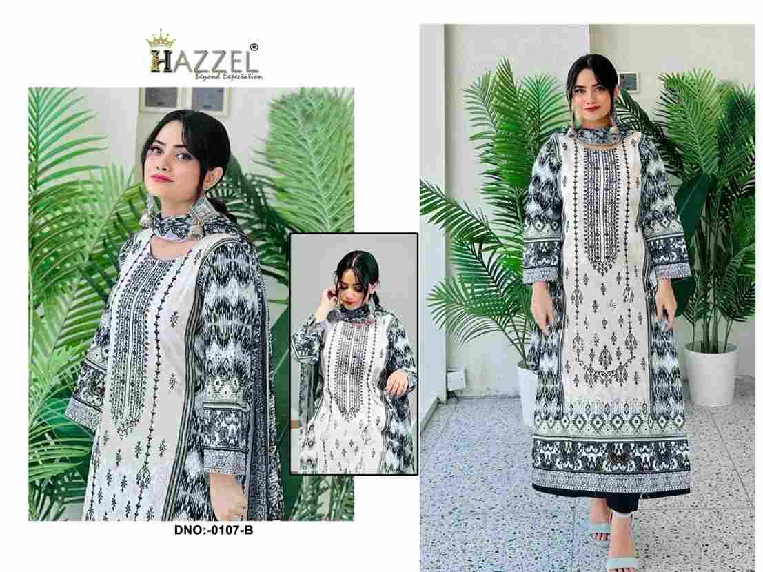 Bin Saeed Luxury Lawn Collection Vol-4 By Hazzel 0107-A To 0107-B Series Pakistani Suits Collection Beautiful Stylish Fancy Colorful Party Wear & Occasional Wear Pure Lawn Cotton Dresses At Wholesale Price