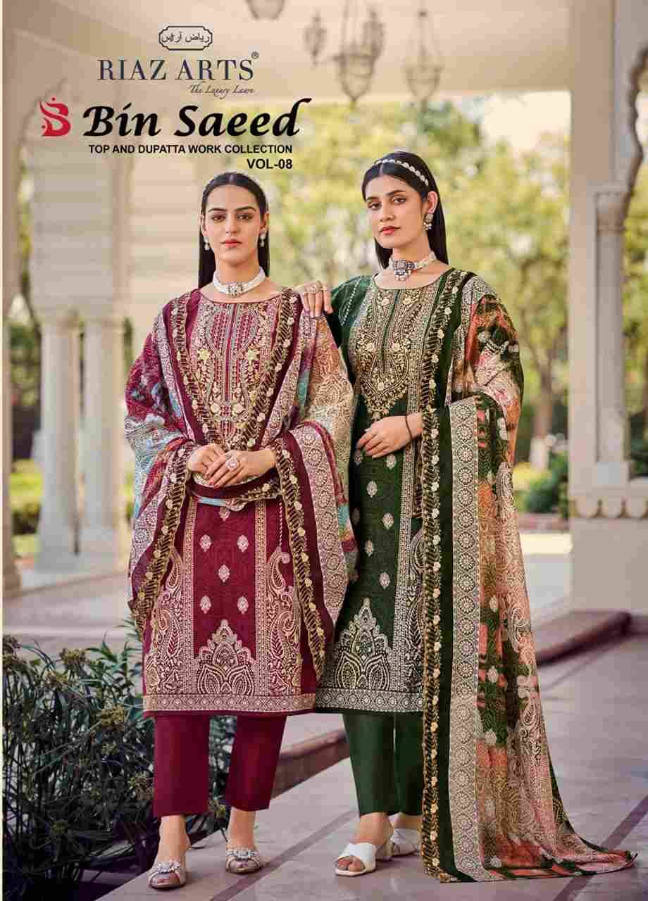 Bin Saeed Vol-8 By Riaz Arts 4001 To 4008 Series Beautiful Festive Suits Stylish Fancy Colorful Casual Wear & Ethnic Wear Pure Cotton Print Dresses At Wholesale Price