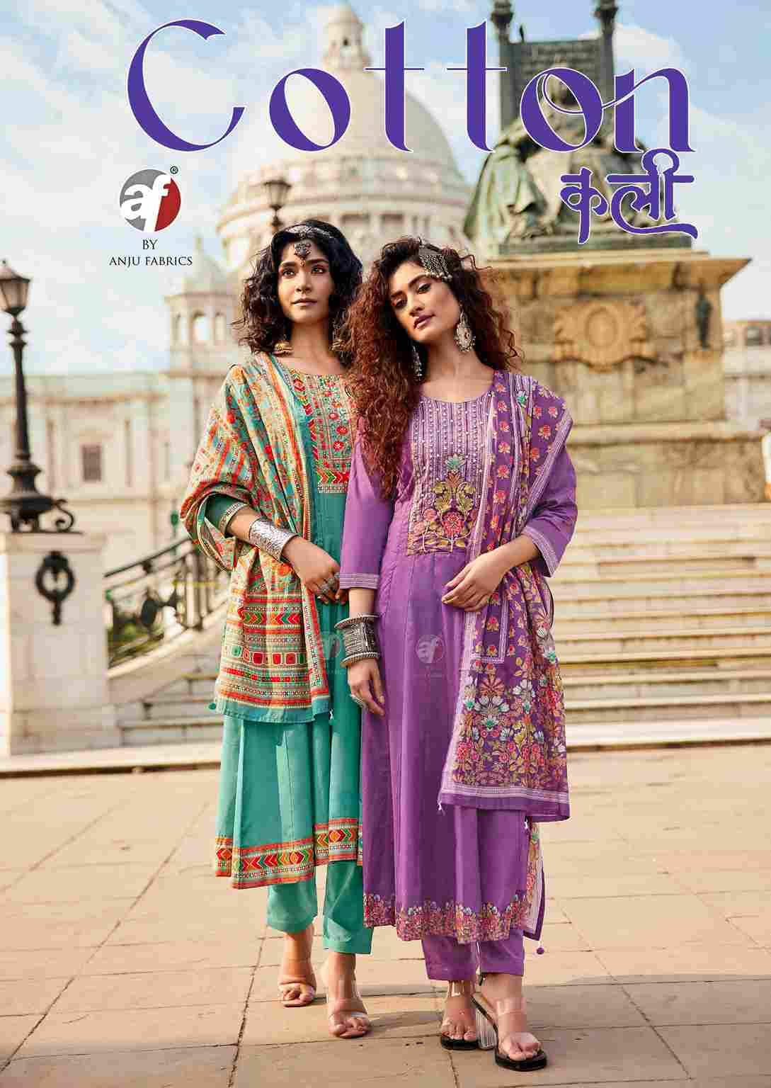 Cotton Kali By Anju Fabrics 4251 To 4254 Series Designer Festive Suits Collection Beautiful Stylish Fancy Colorful Party Wear & Occasional Wear Pure Cotton Dresses At Wholesale Price