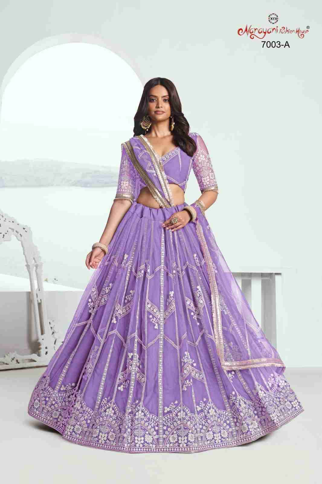 Chandrakala 7003 Colours By Narayani Fashion House 7003 To 7003-D Series Designer Beautiful Wedding Bridal Collection Occasional Wear & Party Wear Net Lehengas At Wholesale Price