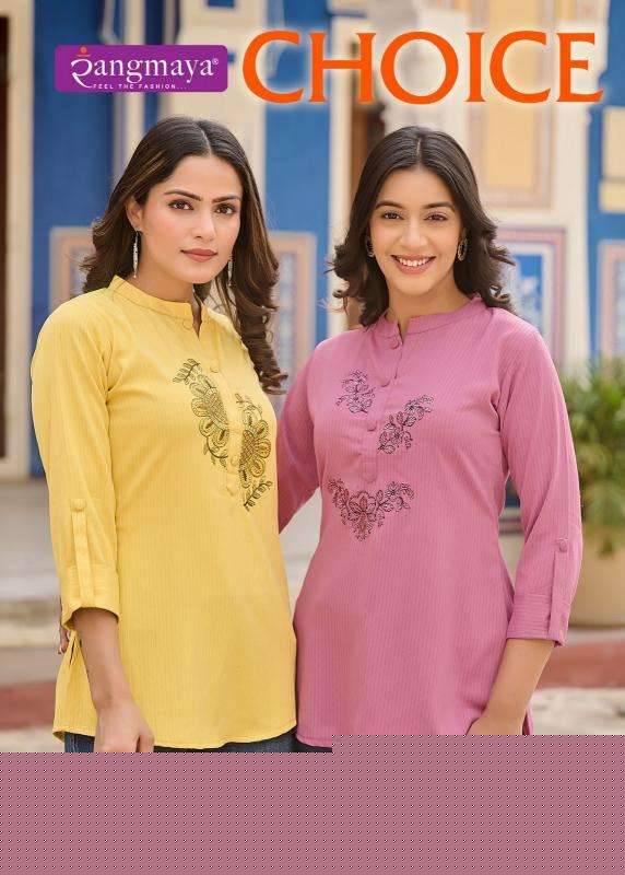 Choice By Rangmaya 101 To 108 Series Designer Stylish Fancy Colorful Beautiful Party Wear & Ethnic Wear Collection Heavy Rayon Tops At Wholesale Price