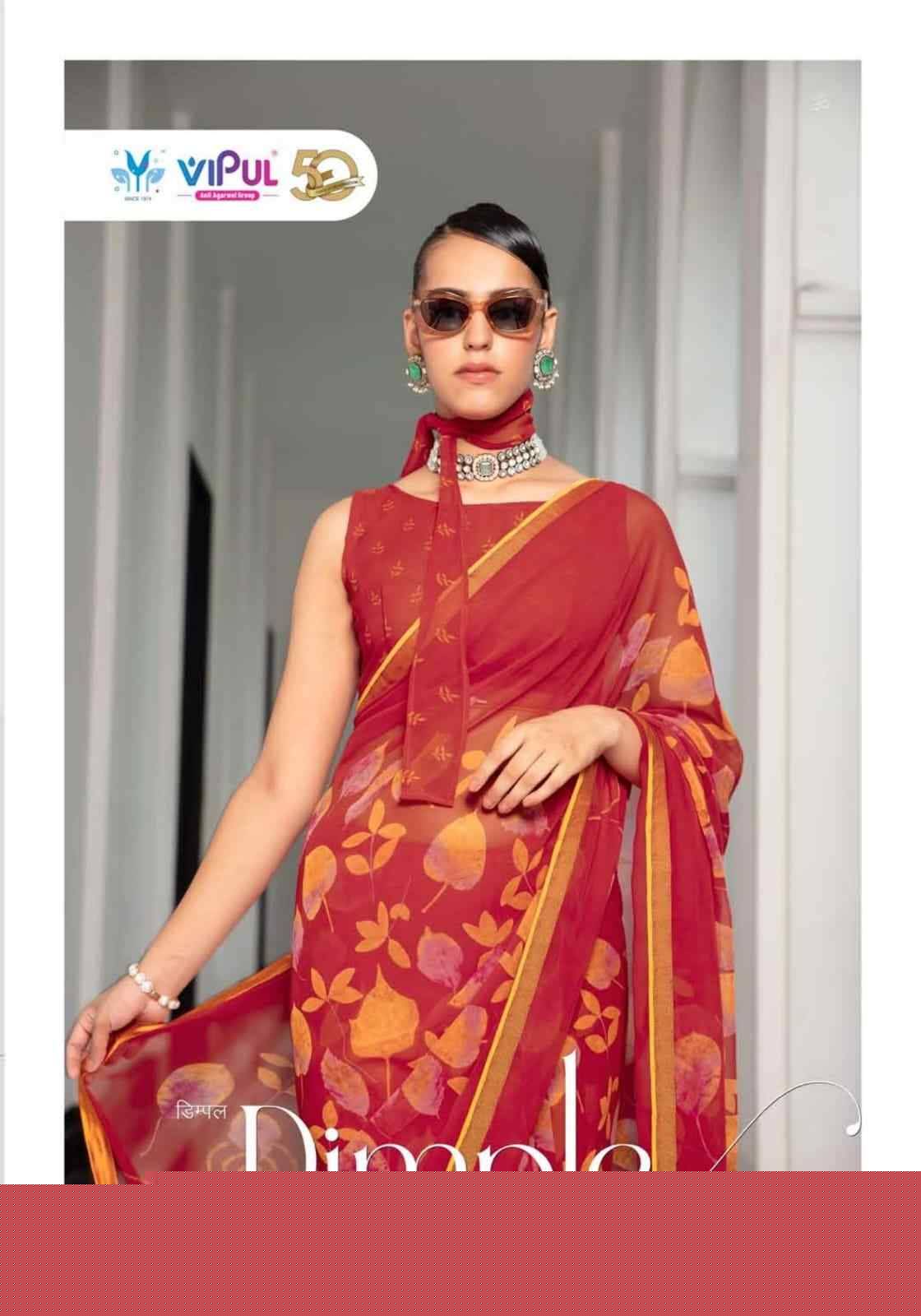 Dimple By Vipul Fashion 84204 To 84215 Series Indian Traditional Wear Collection Beautiful Stylish Fancy Colorful Party Wear & Occasional Wear Georgette Sarees At Wholesale Price