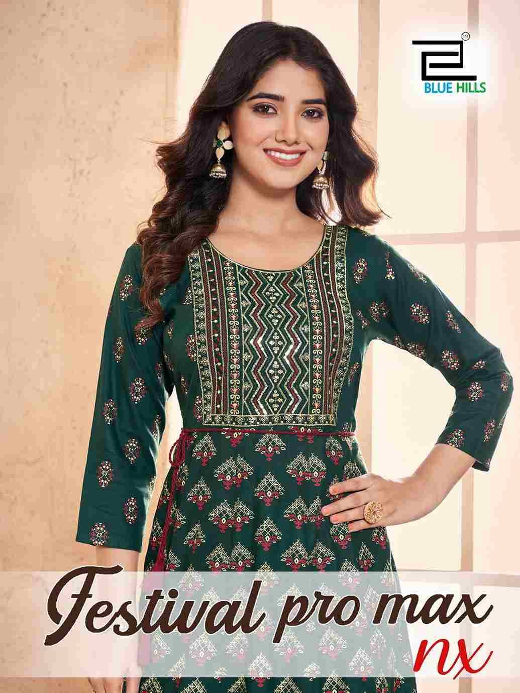Festival Pro Max Nx By Blue Hills 1001 To 1004 Series Designer Stylish Fancy Colorful Beautiful Party Wear & Ethnic Wear Collection Rayon Foil Gown At Wholesale Price