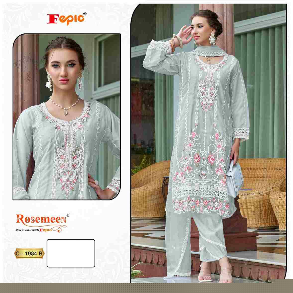 Fepic 1984 Colours By Fepic 1984-A To 1984-C Series Beautiful Pakistani Suits Colorful Stylish Fancy Casual Wear & Ethnic Wear Organza Embroidered Dresses At Wholesale Price