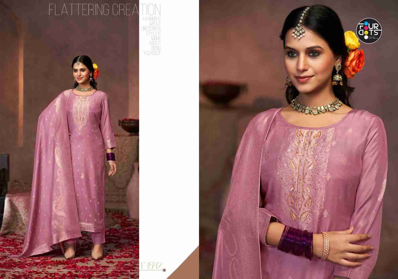 Gazala By Four Dots 1541 To 1544 Series Beautiful Stylish Festive Suits Fancy Colorful Casual Wear & Ethnic Wear & Ready To Wear Viscose Muslin Jacquard Dresses At Wholesale Price