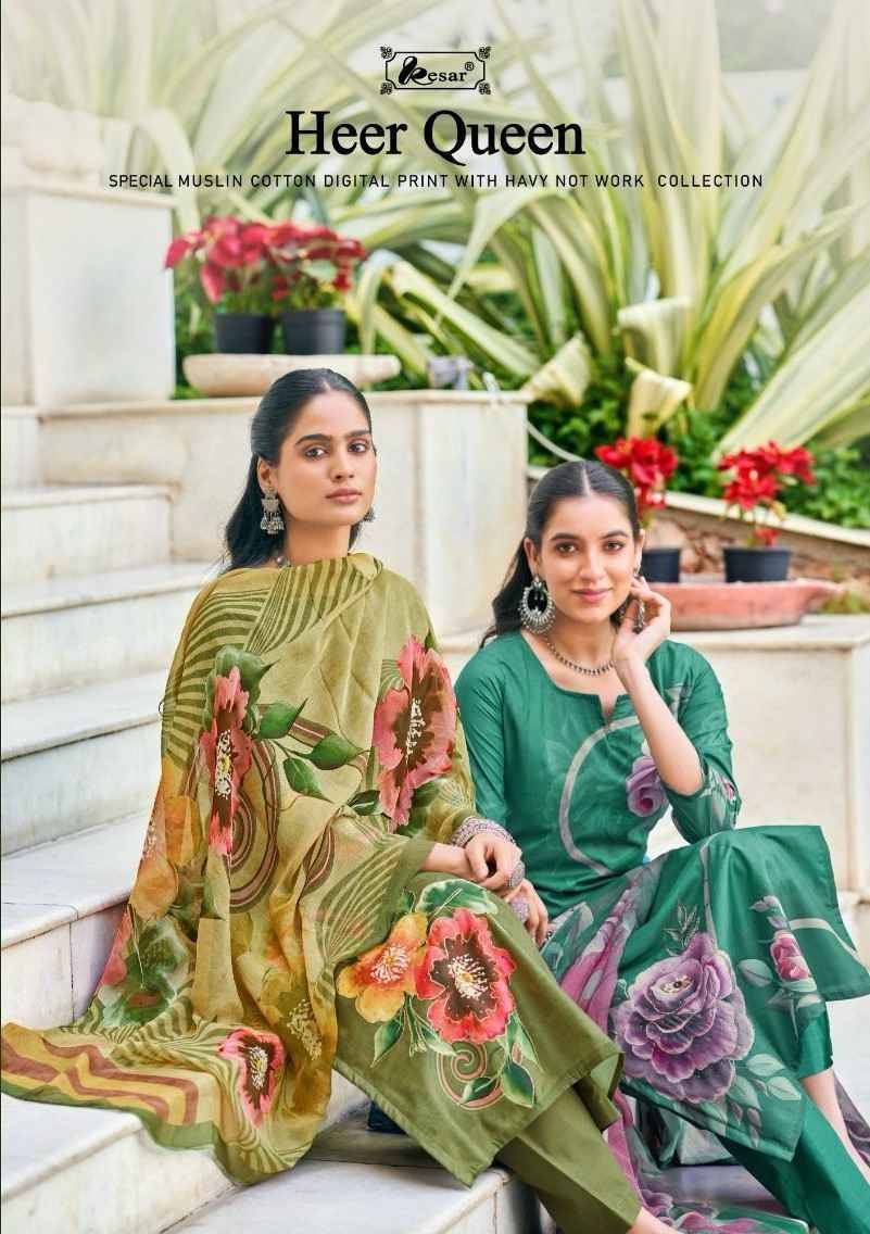 Heer Queen By Kesar 272-001 To 272-004 Series Beautiful Festive Suits Stylish Fancy Colorful Casual Wear & Ethnic Wear Pure Muslin Cotton Print Dresses At Wholesale Price