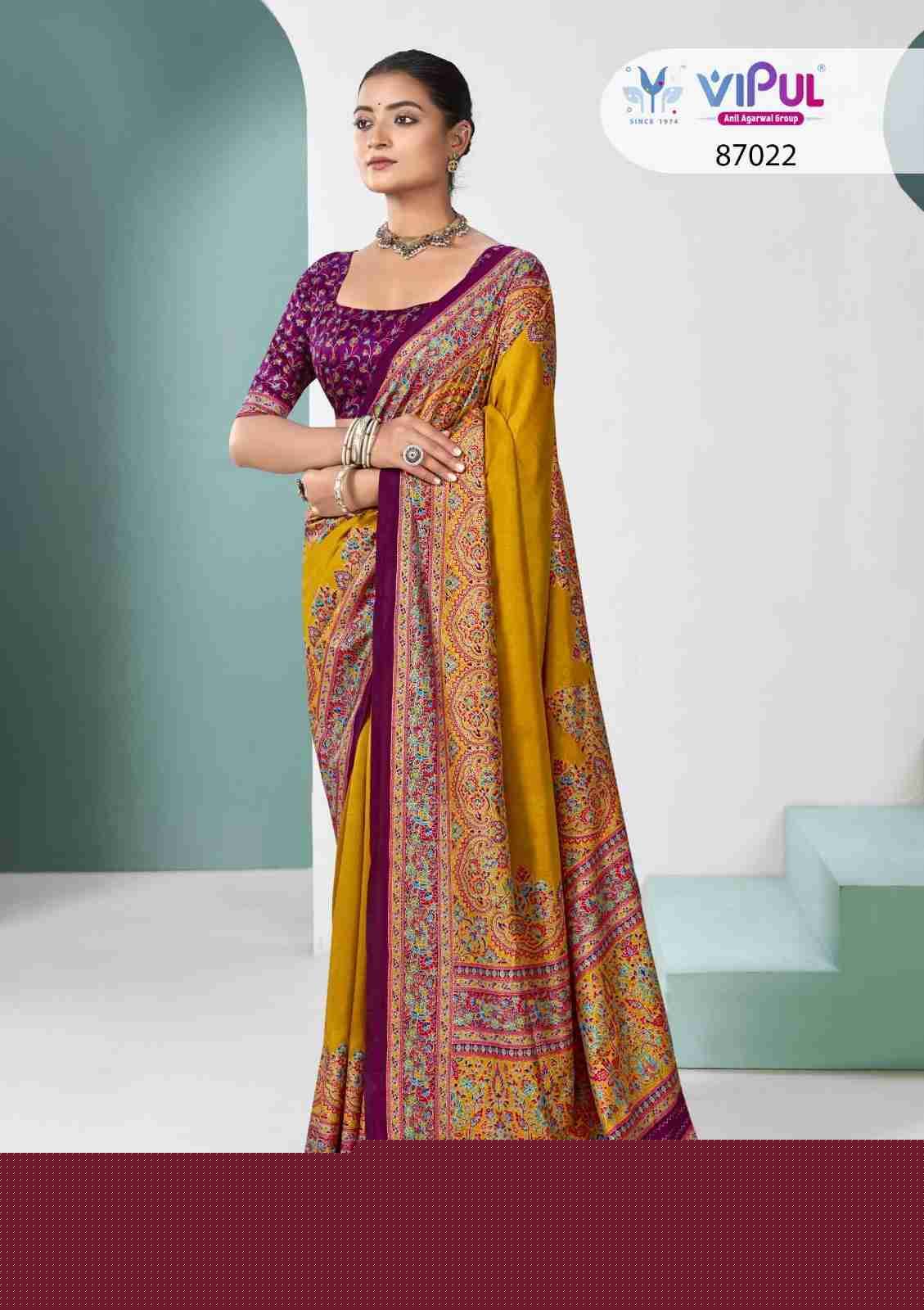 Ivory Silk By Vipul Fashion 87021 To 87026 Series Indian Traditional Wear Collection Beautiful Stylish Fancy Colorful Party Wear & Occasional Wear Silk Sarees At Wholesale Price