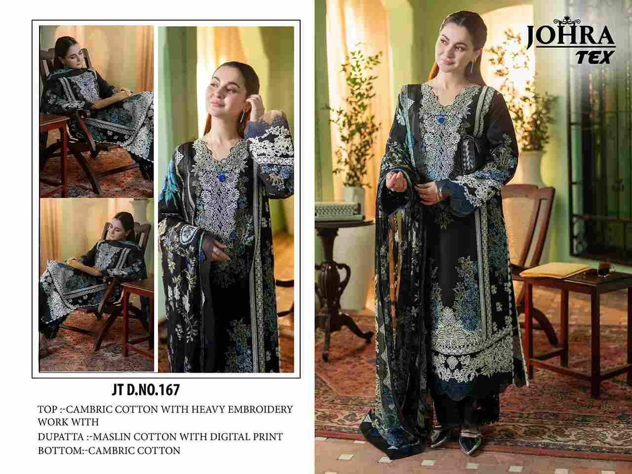 Johra Hit Design 167 By Johra Tex Beautiful Pakistani Suits Colorful Stylish Fancy Casual Wear & Ethnic Wear Cambric Cotton Embroidered Dresses At Wholesale Price