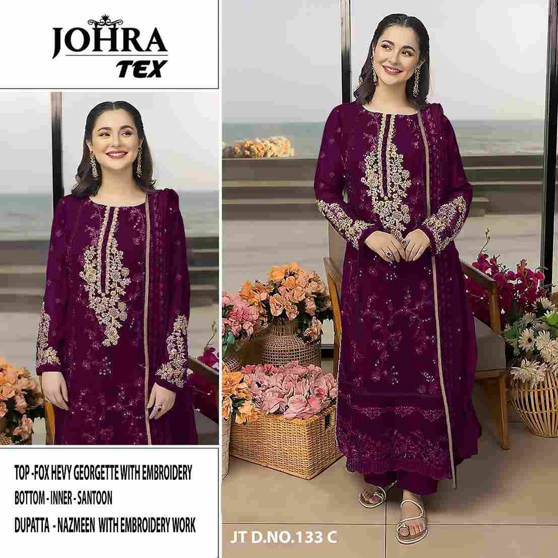 Johra Hit Design 133-C By Johra Tex Beautiful Pakistani Suits Colorful Stylish Fancy Casual Wear & Ethnic Wear Faux Georgette Embroidered Dresses At Wholesale Price
