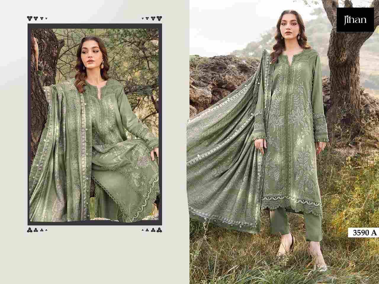 Jihan 3590 Colours By Jihan 3590 To 3590-B Series Designer Pakistani Suits Beautiful Fancy Stylish Colorful Party Wear & Occasional Wear Rayon Cotton Dresses At Wholesale Price
