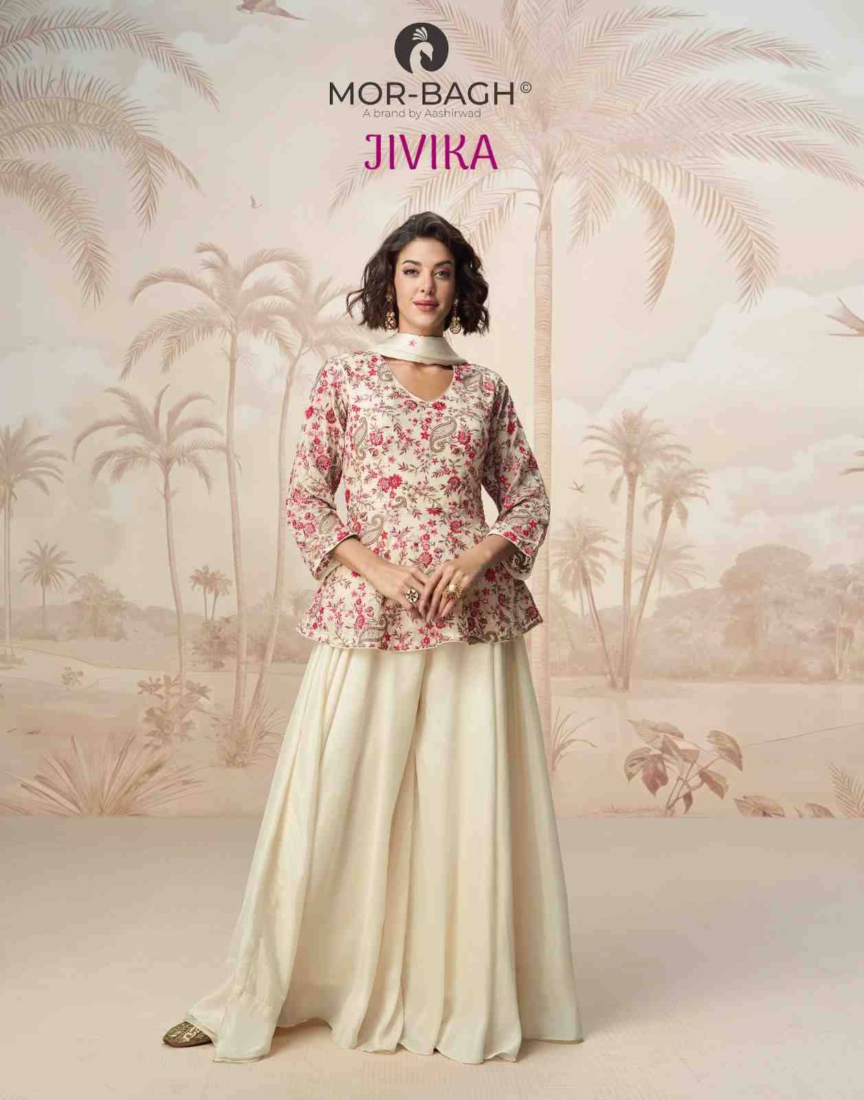 Jivika By Mor-Bagh 10246 To 10247 Series Beautiful Festive Suits Colorful Stylish Fancy Casual Wear & Ethnic Wear Chinnon Silk With Work Dresses At Wholesale Price