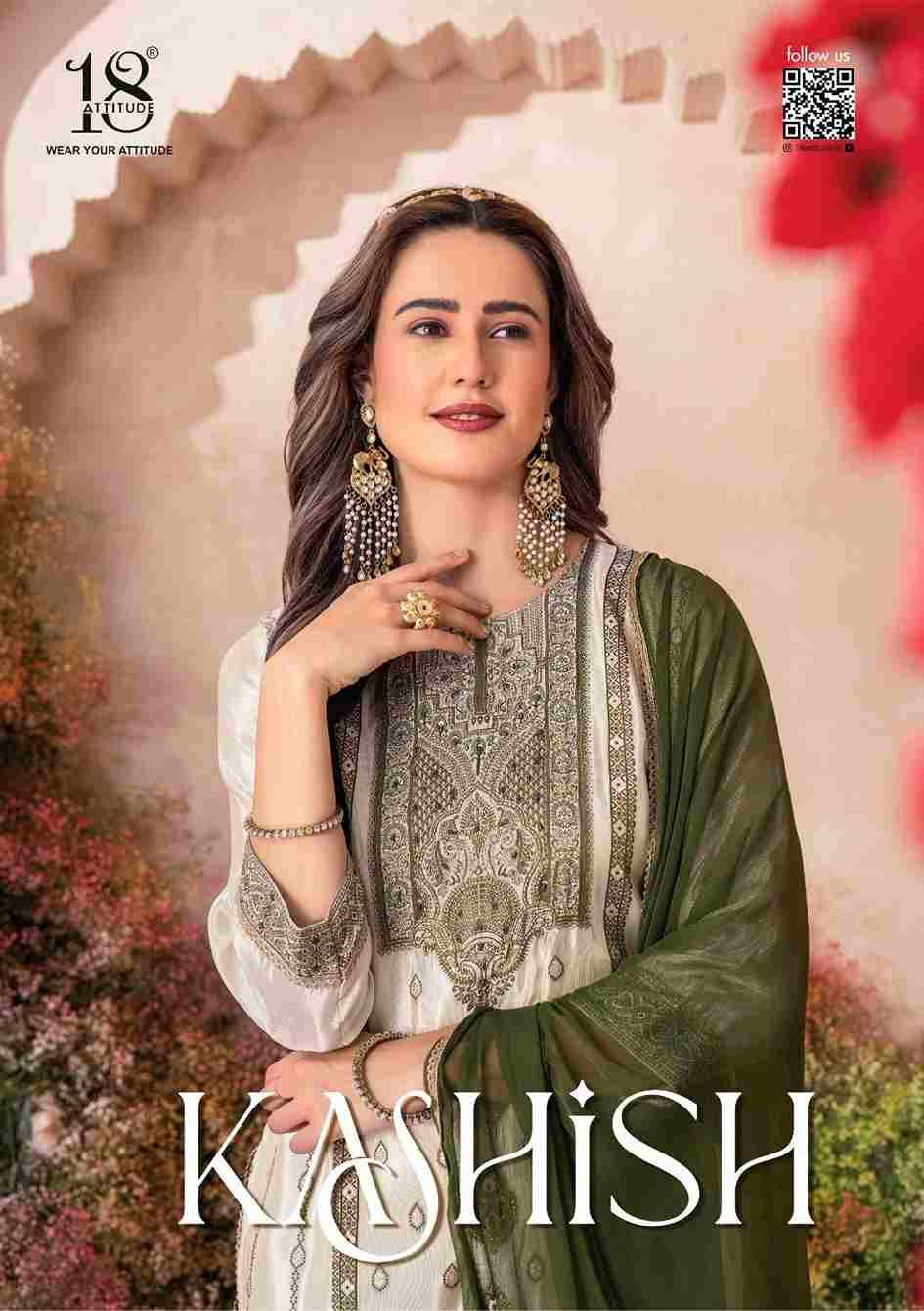 Kashish By 18 Attitude 101 To 105 Series Designer Sharara Suits Collection Beautiful Stylish Fancy Colorful Party Wear & Occasional Wear Chinnon Dresses At Wholesale Price