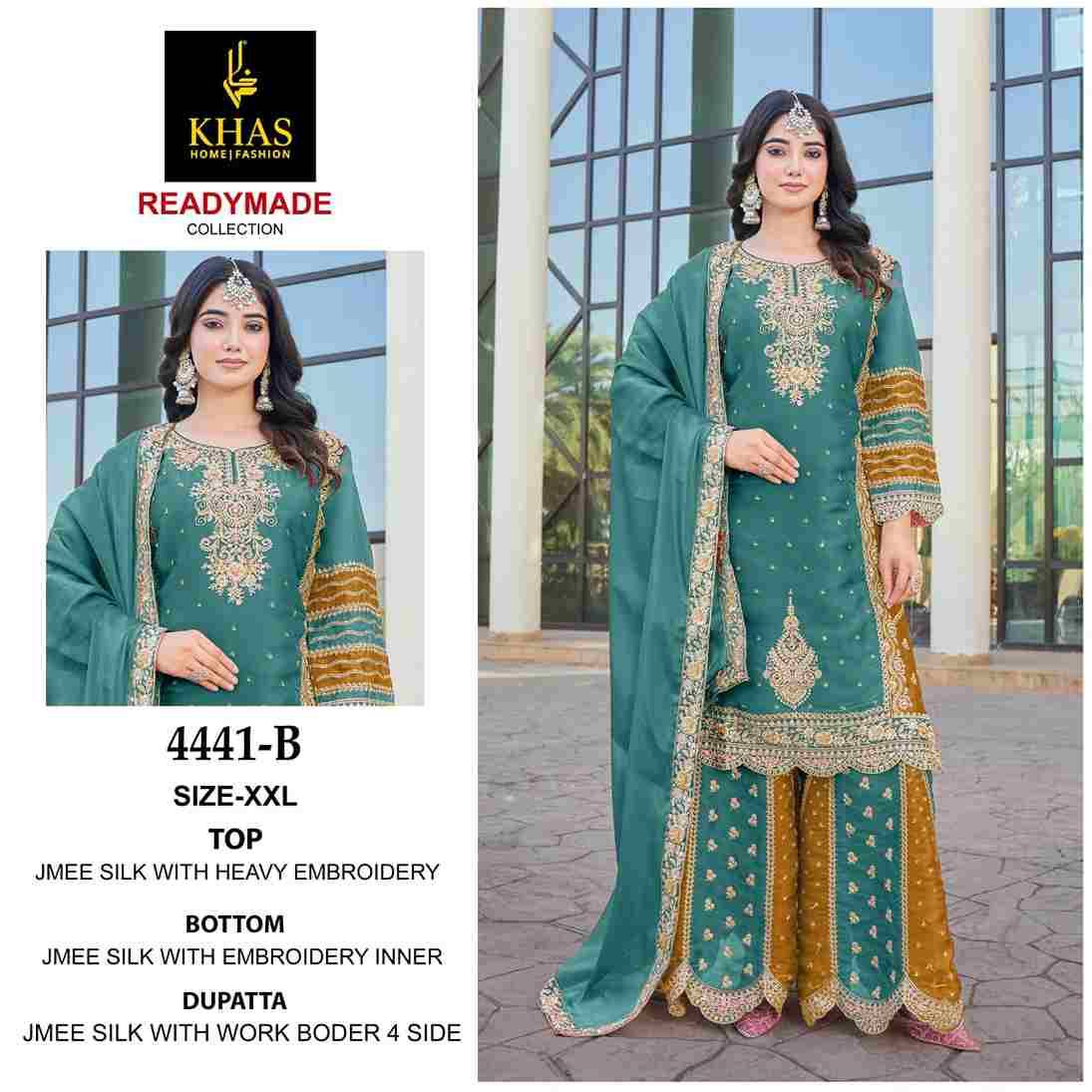Khas 4441 Colours By Khas 4441-A To 4441-D Series Beautiful Pakistani Suits Colorful Stylish Fancy Casual Wear & Ethnic Wear Jimmy Silk Embroidered Dresses At Wholesale Price