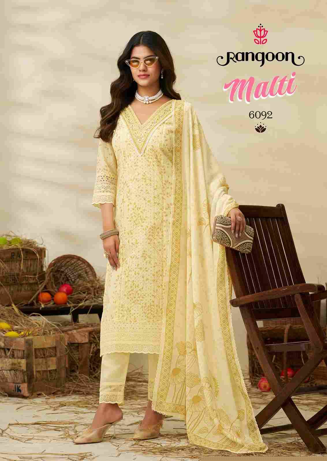 Malti By Rangoon 6091 To 6094 Series Beautiful Stylish Festive Suits Fancy Colorful Casual Wear & Ethnic Wear & Ready To Wear Pure Cotton Print Dresses At Wholesale Price