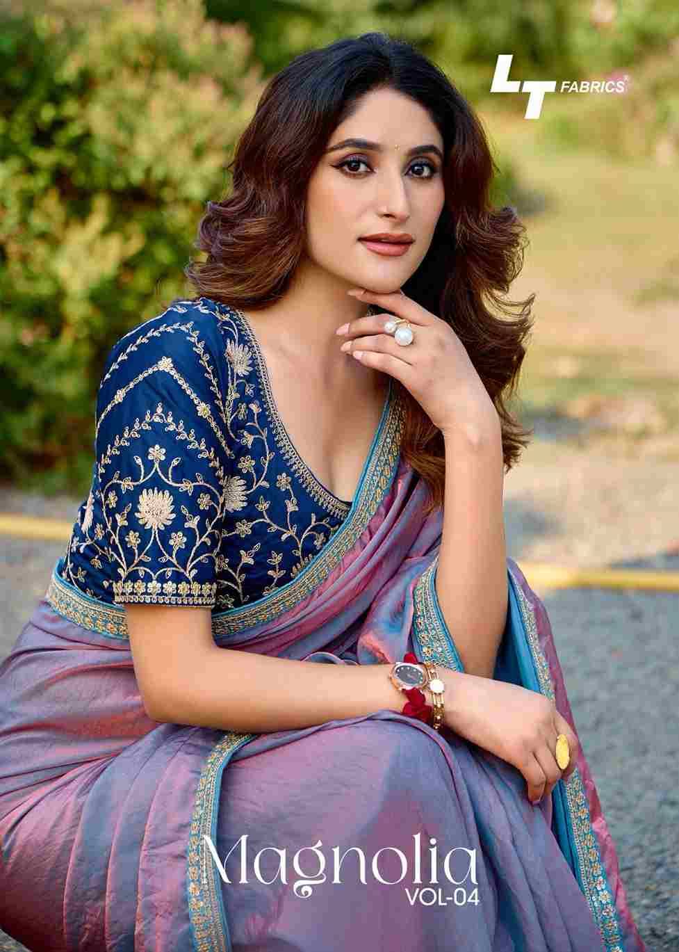 Magnolia Vol-4 By LT Fabrics 401 To 406 Series Indian Traditional Wear Collection Beautiful Stylish Fancy Colorful Party Wear & Occasional Wear Malai Silk Sarees At Wholesale Price