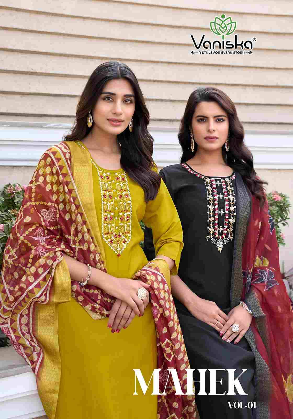 Mahek Vol-1 By Vaniska 1001 To 1006 Series Beautiful Festive Suits Colorful Stylish Fancy Casual Wear & Ethnic Wear Roman Silk Print Dresses At Wholesale Price