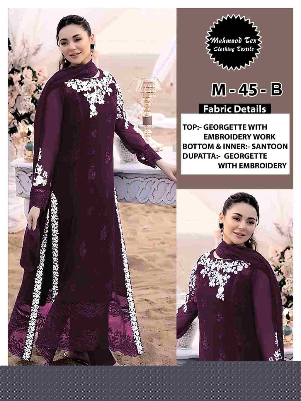 Mehmood Hit Design M-48 Colours By Mehmood Tex M-48-A To M-48-C Series Beautiful Pakistani Suits Colorful Stylish Fancy Casual Wear & Ethnic Wear Georgette Dresses At Wholesale Price