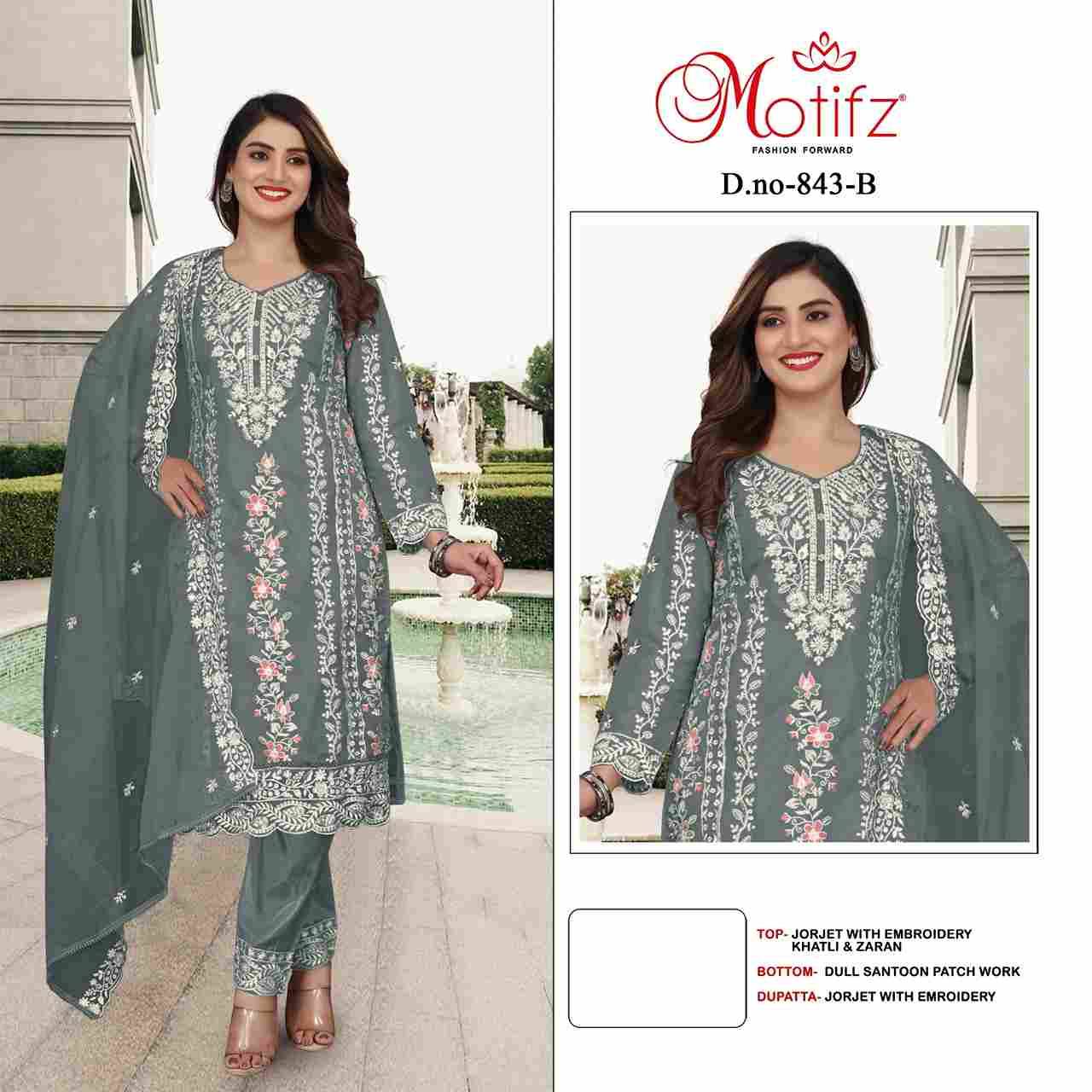 Motifz Hit Design 843 Colours By Motifz 843-A To 843-D Series Beautiful Pakistani Suits Colorful Stylish Fancy Casual Wear & Ethnic Wear Georgette Embroidered Dresses At Wholesale Price
