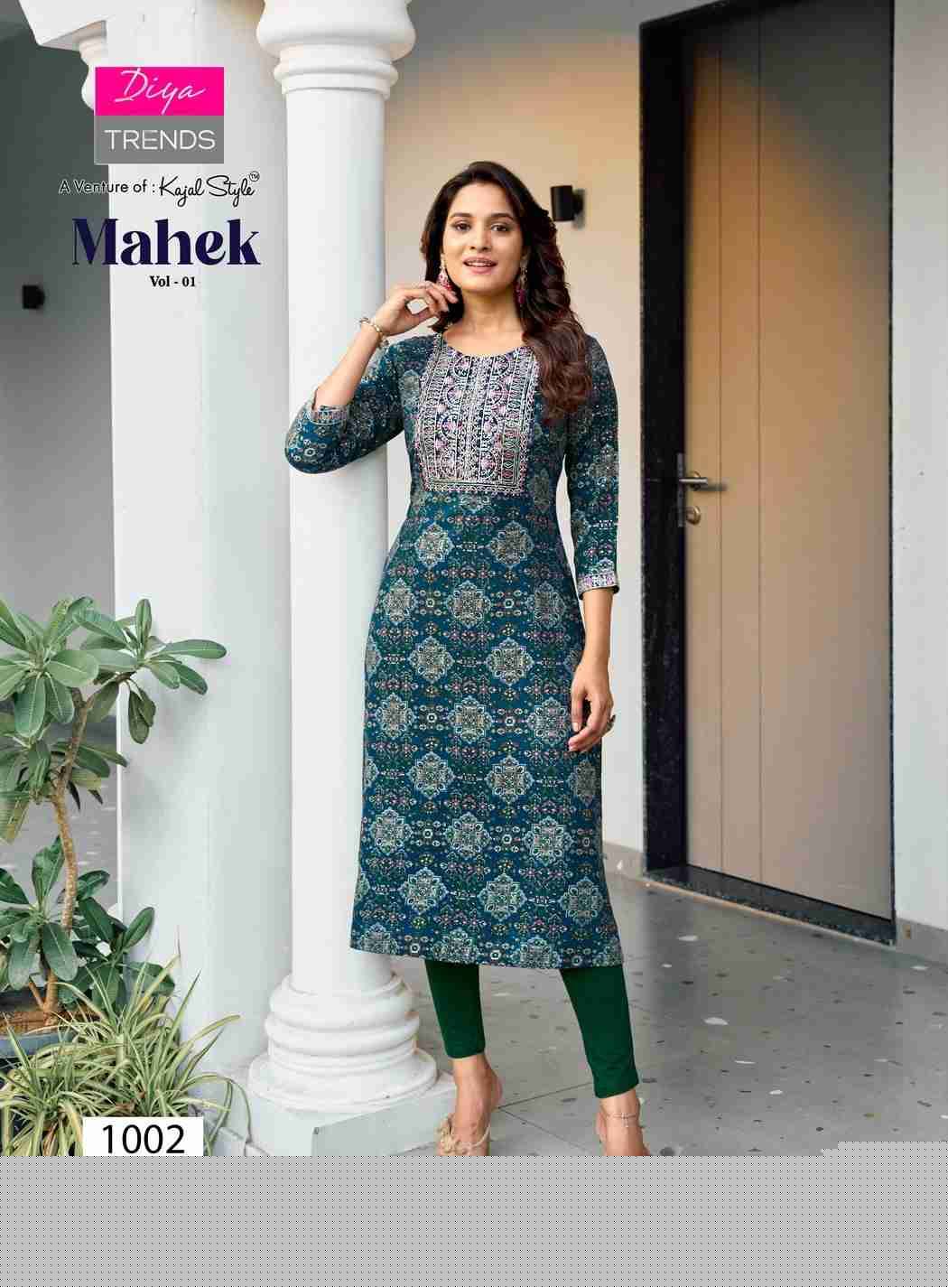 Mahek Vol-1 By Diya Trends 1001 To 1008 Series Beautiful Stylish Fancy Colorful Casual Wear & Ethnic Wear Rayon Print Kurtis At Wholesale Price
