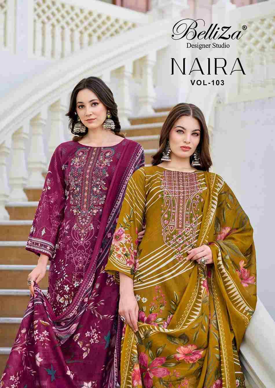 Naira Vol-103 By Belliza 836-001 To 836-008 Series Beautiful Festive Suits Stylish Fancy Colorful Casual Wear & Ethnic Wear Pure Cotton Print Dresses At Wholesale Price