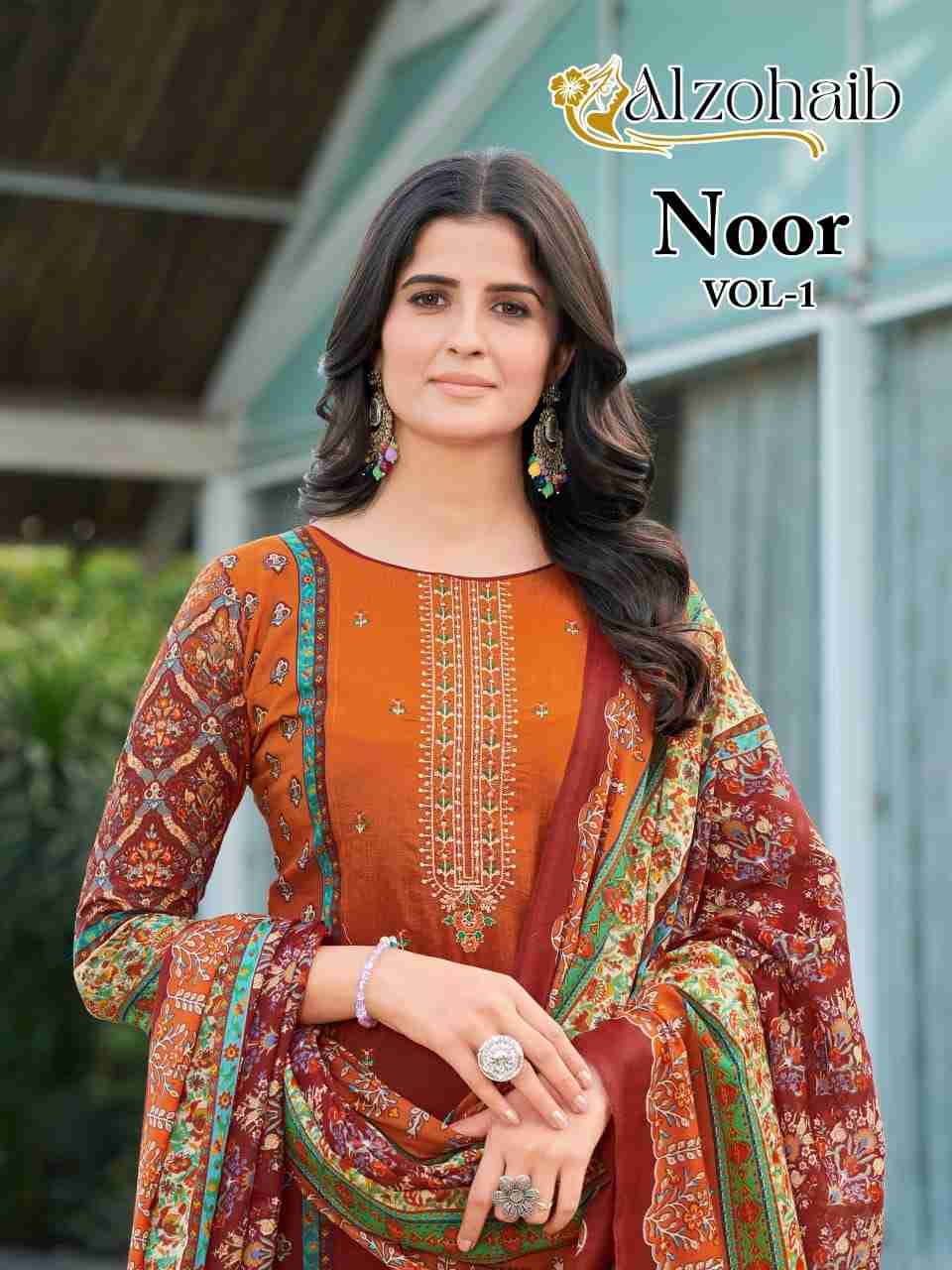Noor Vol-1 By Alzohaib 1212 To 1215 Series Beautiful Pakistani Suits Stylish Fancy Colorful Party Wear & Occasional Wear Pure Cotton Print Dresses At Wholesale Price