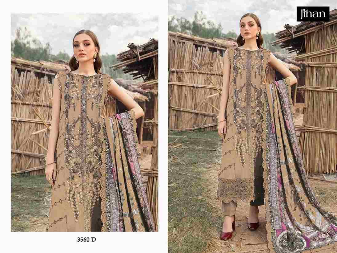 Jihan 3560 Colours Vol-2 By Jihan 3560-C To 3560-E Series Designer Pakistani Suits Beautiful Fancy Stylish Colorful Party Wear & Occasional Wear Rayon Cotton Dresses At Wholesale Price