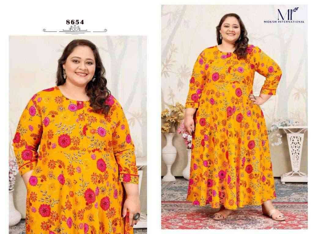 Plus Size Joy Vol-2 By Moksh International 8653 To 8656 Series Beautiful Stylish Fancy Colorful Casual Wear & Ethnic Wear Heavy Rayon Gowns At Wholesale Price