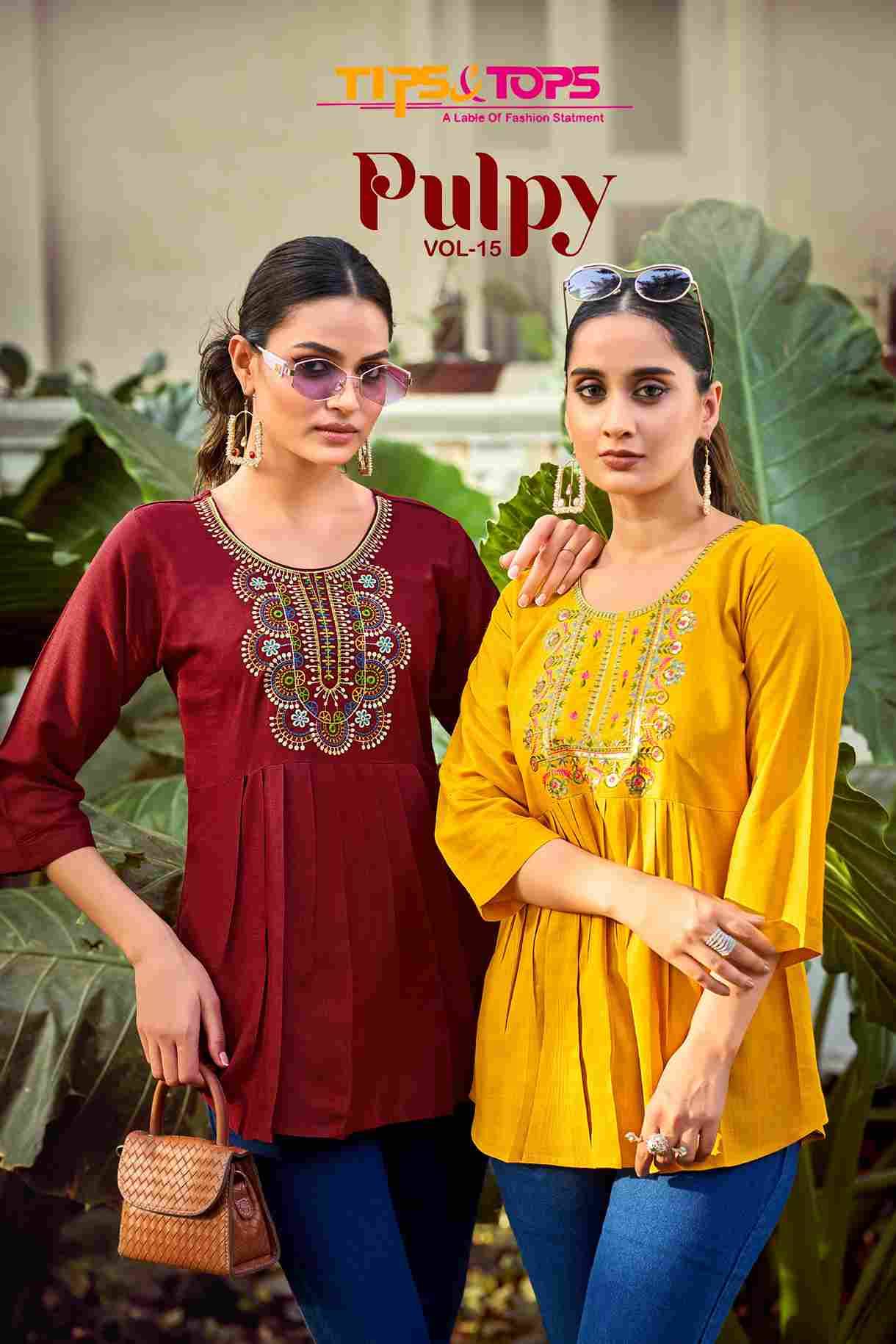 Pulpy Vol-15 By Tips And Tops 1001 To 1009 Series Designer Stylish Fancy Colorful Beautiful Party Wear & Ethnic Wear Collection Rayon Slub Tops At Wholesale Price