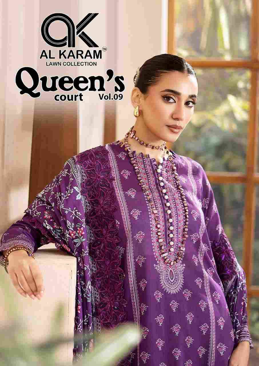 Queens Court Vol-9 By Al Karam Lawn Collection 9001 To 9006 Series Beautiful Suits Colorful Stylish Fancy Casual Wear & Ethnic Wear Pure Cambric Dresses At Wholesale Price