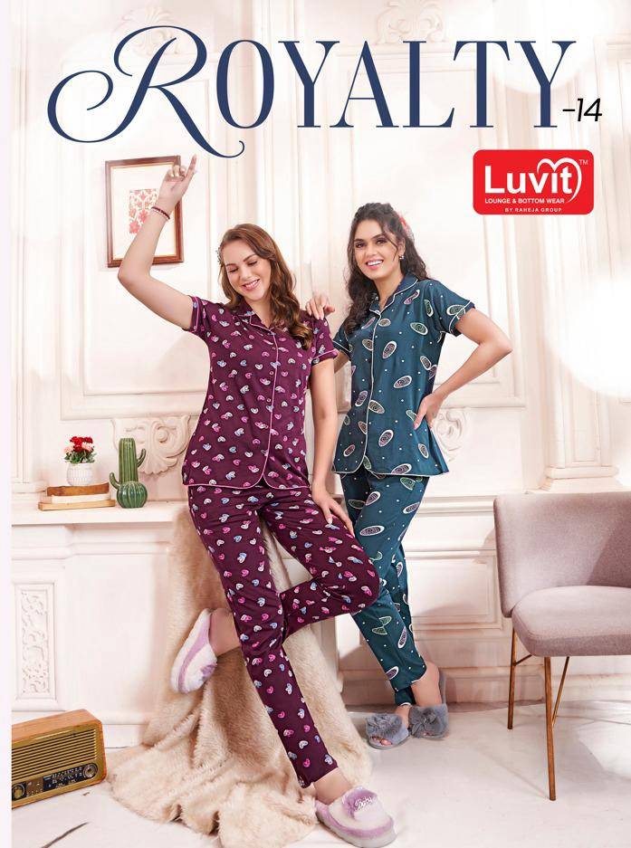Royalty Vol-14 By Luvit 1401 To 1408 Series Beautiful Stylish Fancy Colorful Casual Wear & Ethnic Wear Sinker Night Suits At Wholesale Price