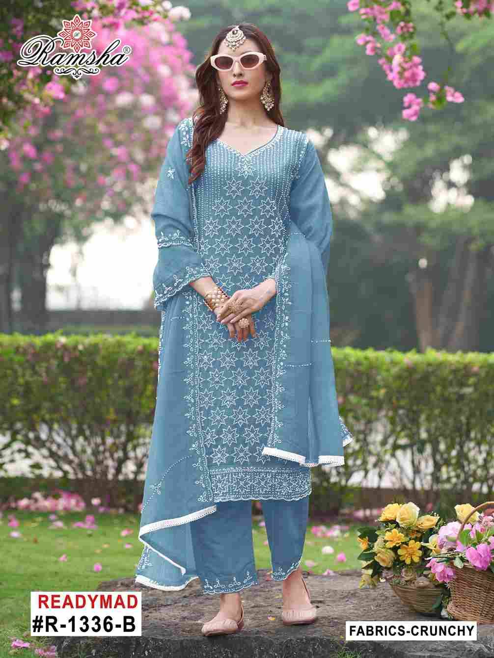 Ramsha 1336 Colours By Ramsha 1336-A To 1336-D Series Beautiful Pakistani Suits Colorful Stylish Fancy Casual Wear & Ethnic Wear Cruchy Dresses At Wholesale Price