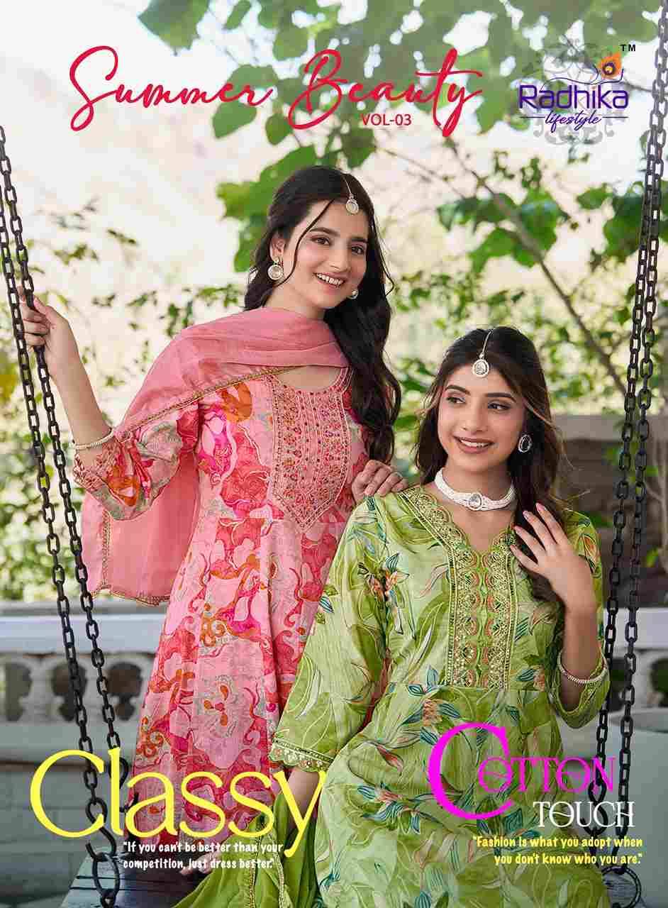 Summer Beauty Vol-3 By Radhika Lifestyle 3001 To 3006 Series Designer Festive Suits Beautiful Stylish Fancy Colorful Party Wear & Occasional Wear Cotton Print Dresses At Wholesale Price