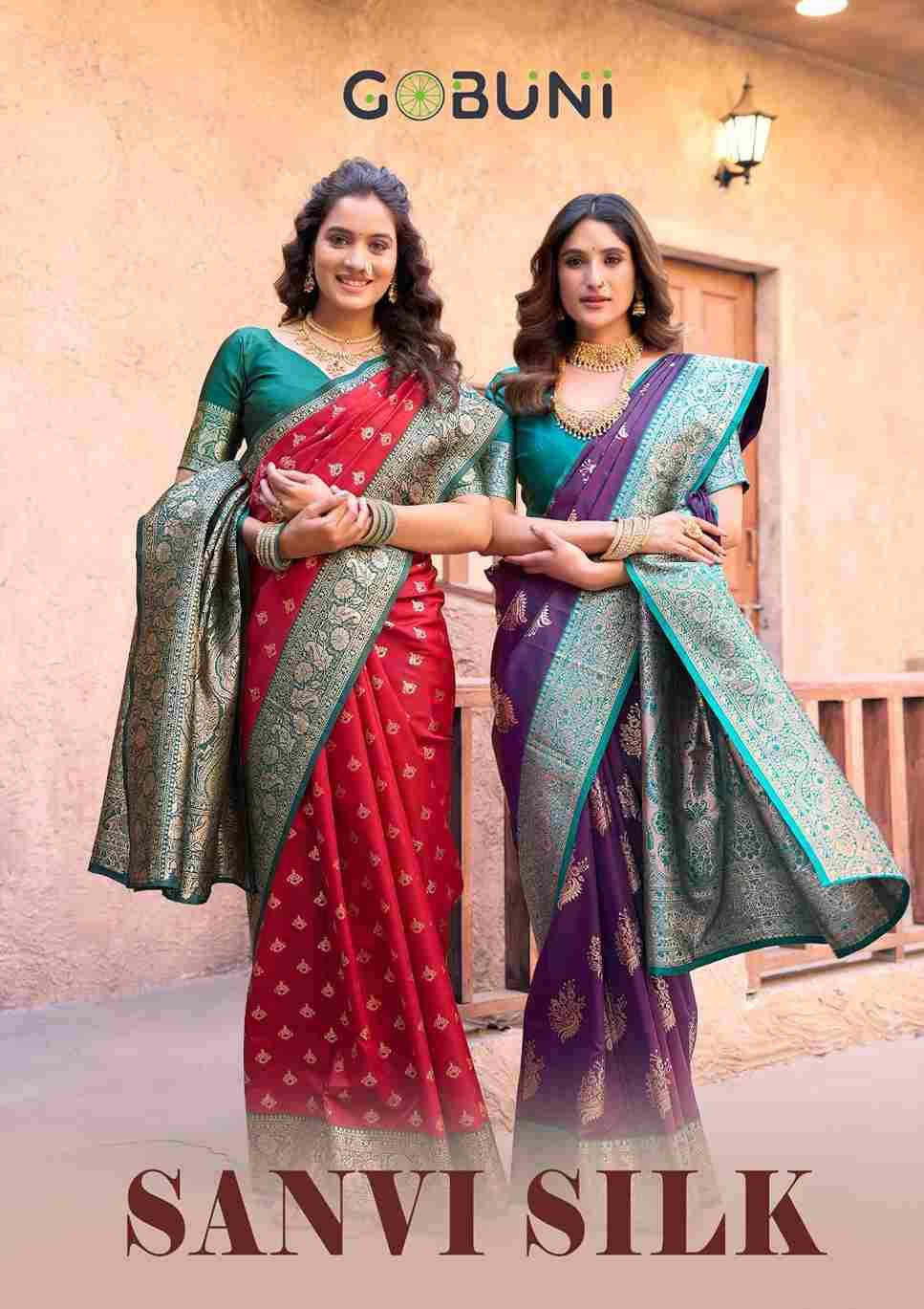 Sanvi Silk By Gobuni 1301 To 1306 Series Indian Traditional Wear Collection Beautiful Stylish Fancy Colorful Party Wear & Occasional Wear Silk Sarees At Wholesale Price