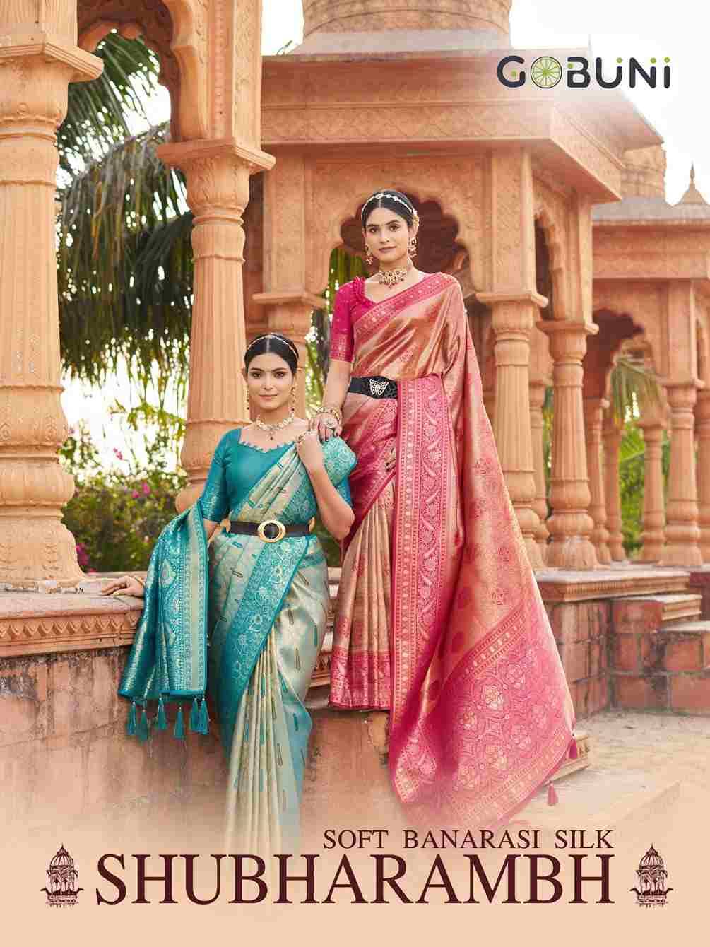 Shubharambh By Gobuni 1101 To 1106 Series Indian Traditional Wear Collection Beautiful Stylish Fancy Colorful Party Wear & Occasional Wear Banarasi Silk Sarees At Wholesale Price