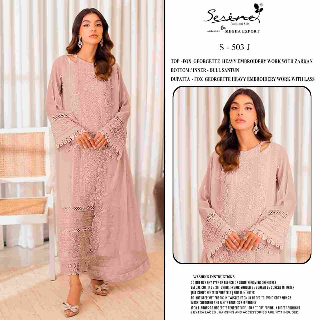 Serene Hit Design S-503 Colours Vol-3 By Serene S-503-I To S-503-L Series Designer Pakistani Suits Beautiful Fancy Colorful Stylish Party Wear & Occasional Wear Faux Georgette Embroidered Dresses At Wholesale Price