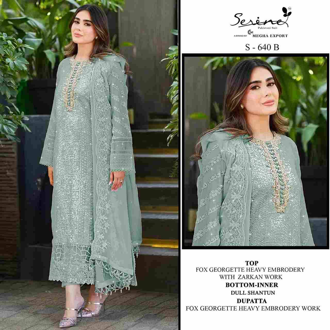 Serene Hit Design S-640 Colours By Serene S-640-A To S-640-D Series Designer Pakistani Suits Beautiful Fancy Colorful Stylish Party Wear & Occasional Wear Faux Georgette Embroidered Dresses At Wholesale Price
