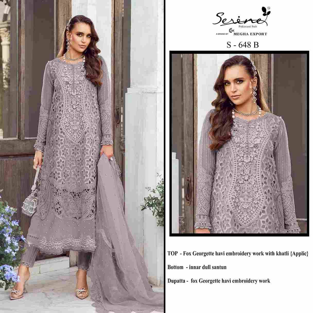 Serene Hit Design S-648 Colours By Serene S-648-A To S-648-D Series Designer Pakistani Suits Beautiful Fancy Colorful Stylish Party Wear & Occasional Wear Faux Georgette Embroidered Dresses At Wholesale Price