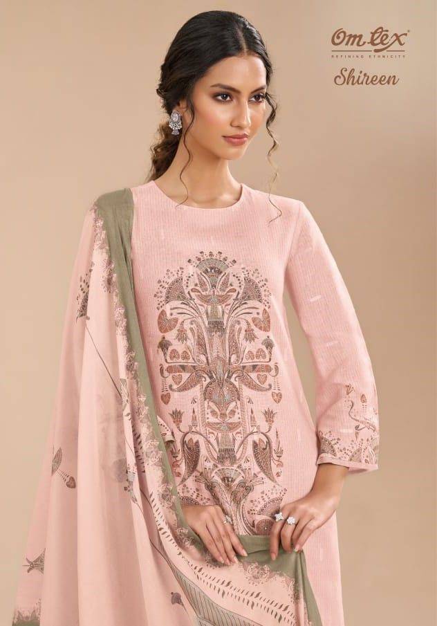 Shireen By Om Tex 7521-A To 7521-C Series Beautiful Suits Stylish Fancy Colorful Party Wear & Ethnic Wear Linen Dresses At Wholesale Price