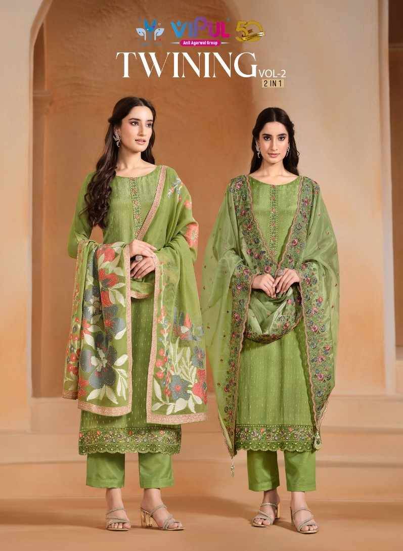 Twining Vol-2 By Vipul Fashion 6161 To 6166 Series Indian Traditional Wear Collection Beautiful Stylish Fancy Colorful Party Wear & Occasional Wear Chinnon/Chiffon Sarees At Wholesale Price