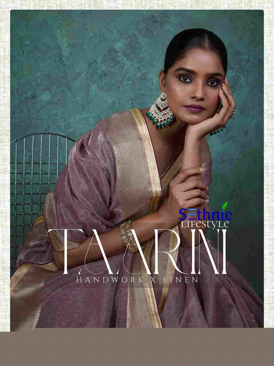 Taarini By Sethnic 84001 To 85004 Series Indian Traditional Wear Collection Beautiful Stylish Fancy Colorful Party Wear & Occasional Wear Linen Tissue Sarees At Wholesale Price