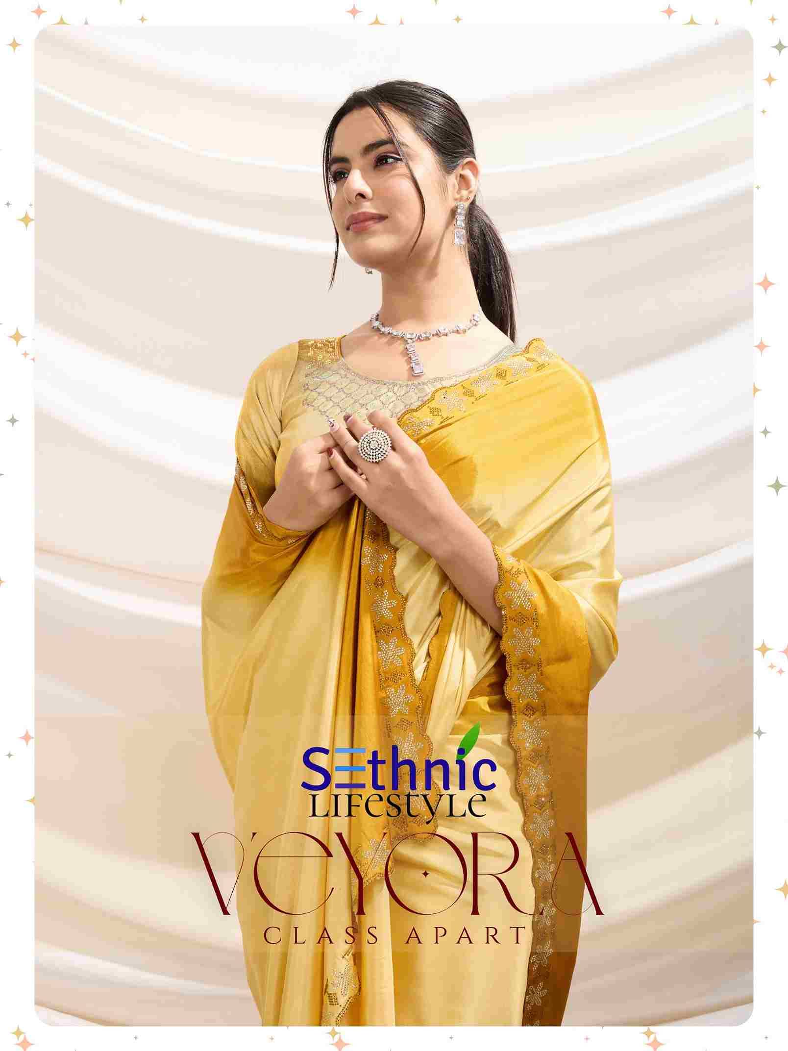 Veyora By Sethnic 77001 To 77003 Series Indian Traditional Wear Collection Beautiful Stylish Fancy Colorful Party Wear & Occasional Wear Crepe Sarees At Wholesale Price
