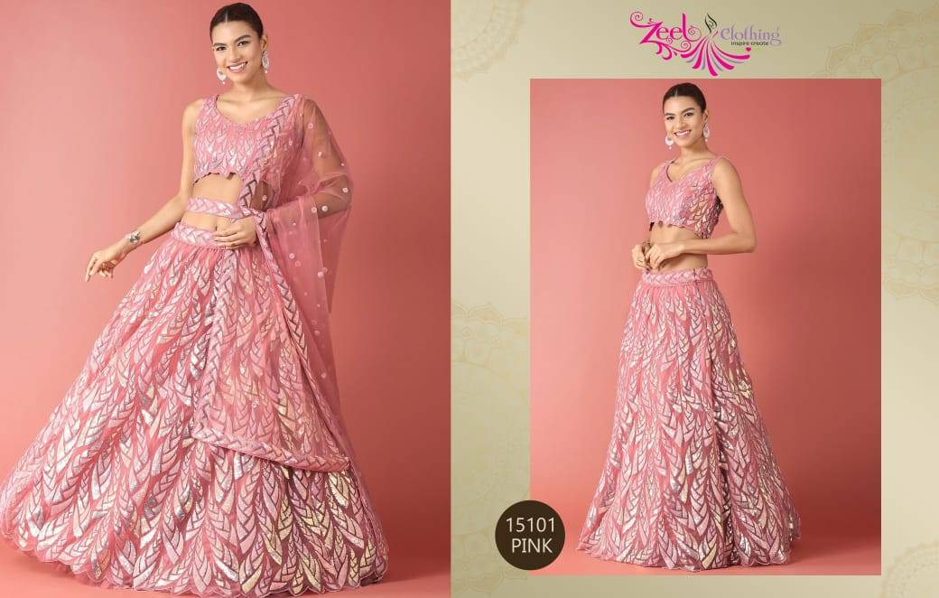 Vol-24 By Zeel Clothing 15101-A To 15101-D Series Indian Traditional Wear Bridal Collection Beautiful Stylish Fancy Colorful Party Wear & Occasional Wear Soft Net Lehengas At Wholesale Price
