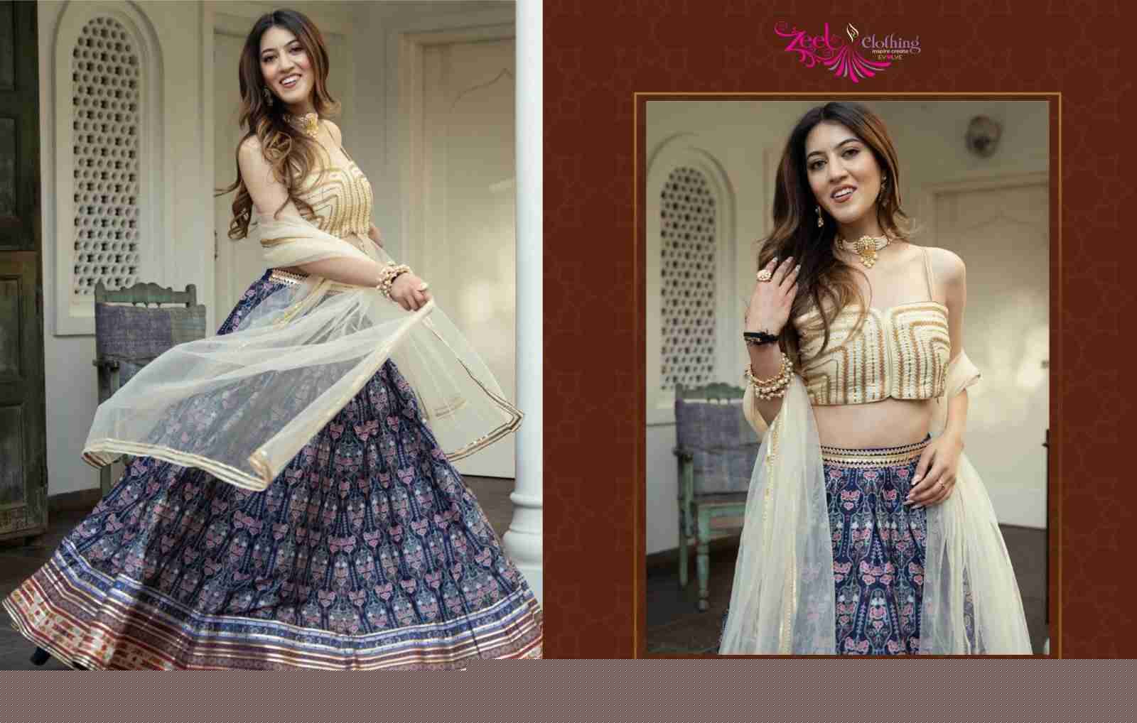 Vol-23 By Zeel Clothing 15052 To 15056 Series Indian Traditional Wear Bridal Collection Beautiful Stylish Fancy Colorful Party Wear & Occasional Wear Organza/Art Silk/Net Lehengas At Wholesale Price