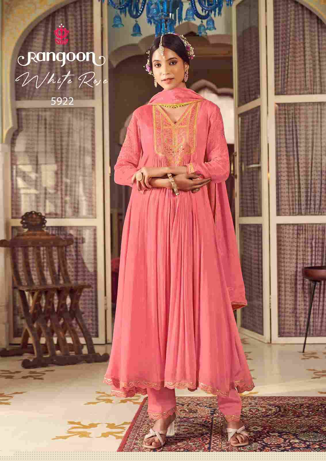 White Rose By Rangoon 5921 To 5924 Series Designer Festive Suits Beautiful Stylish Fancy Colorful Party Wear & Occasional Wear Chinnon Dresses At Wholesale Price