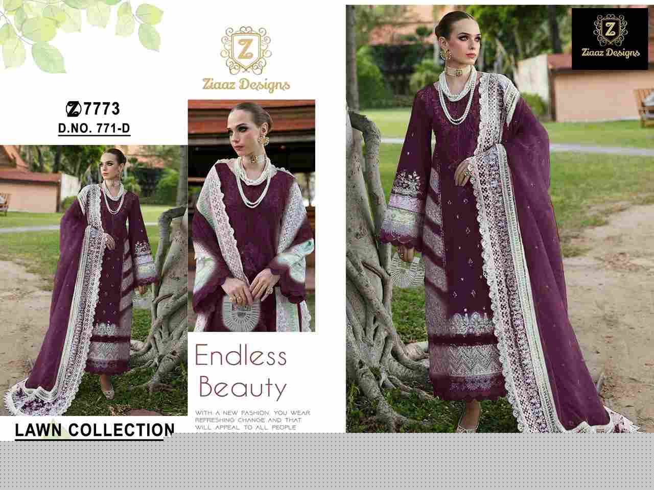 Ziaaz Designs Hit Design 771 Colours Vol-2 By Ziaaz Designs 771-C To 771-F Series Beautiful Pakistani Suits Colorful Stylish Fancy Casual Wear & Ethnic Wear Cotton Embroidered Dresses At Wholesale Price