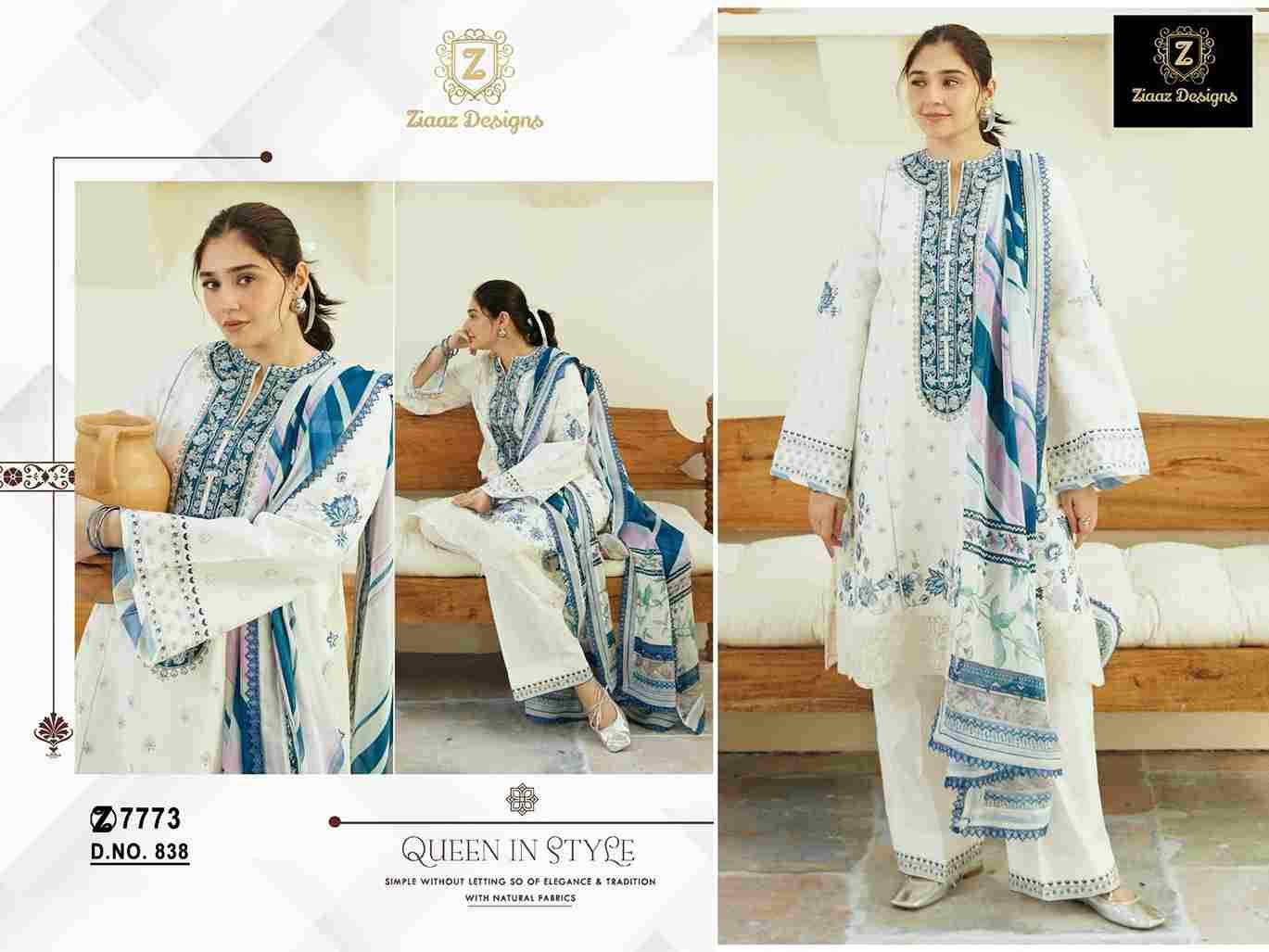 Ziaaz Designs Hit Design 838 By Ziaaz Designs Beautiful Pakistani Suits Colorful Stylish Fancy Casual Wear & Ethnic Wear Rayon Cotton Embroidered Dresses At Wholesale Price
