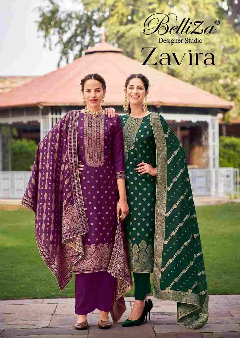 Zavira By Belliza 813-001 To 813-006 Series Beautiful Suits Colorful Stylish Fancy Casual Wear & Ethnic Wear Pure Viscose Dola Silk Jacquard Dresses At Wholesale Price